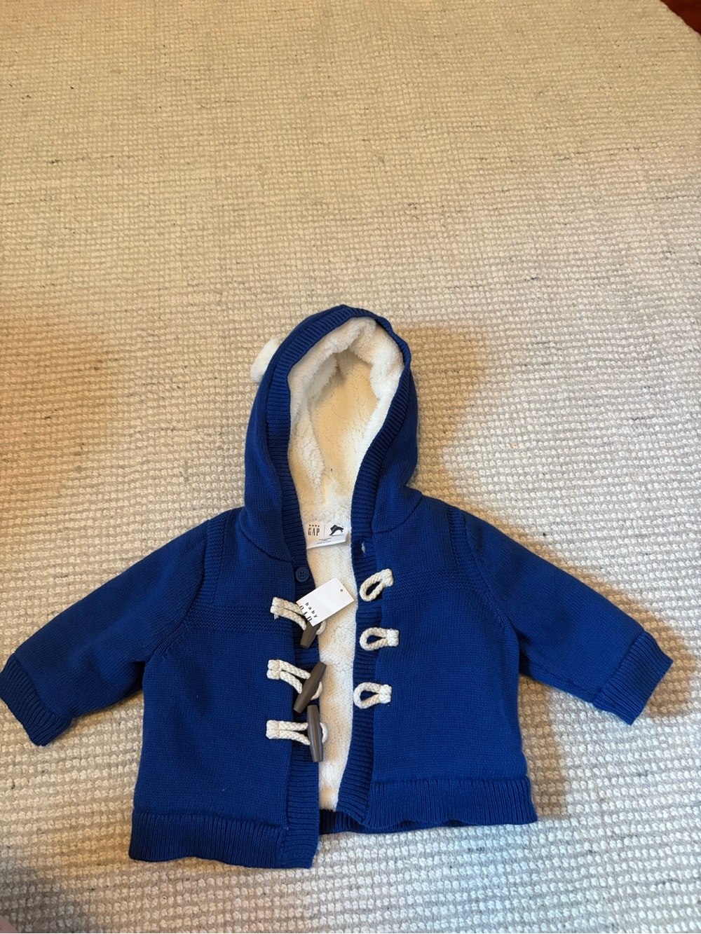 NWT GAP x Paddington Baby Hooded Toggle Knit Cardigan - Blue